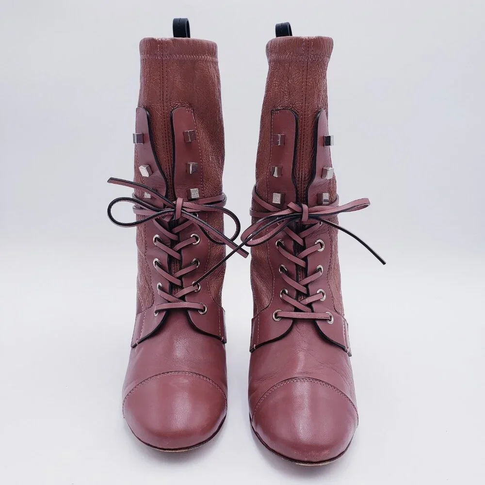 Stuart Weitzman Veruka Leather Lace Up Combat Boots Size 7.5‎ - Picture 4 of 10